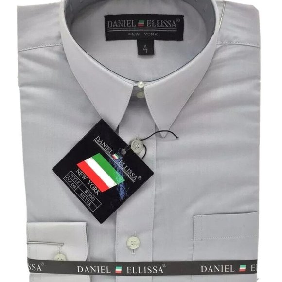 Daniel Ellissa Boys' Dress Shirt Silver Convertible Cuff Pocket Sizes 4 - 12 - Picture 3 of 3